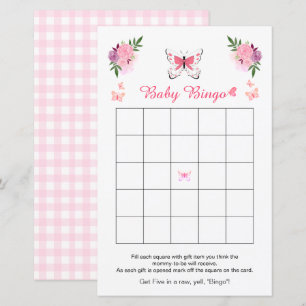 Jeu de Bingo Baby Shower Mignon Petit Papillon