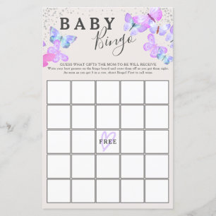 Jeu de Bingo Baby Shower Papillon Cieux Papillon