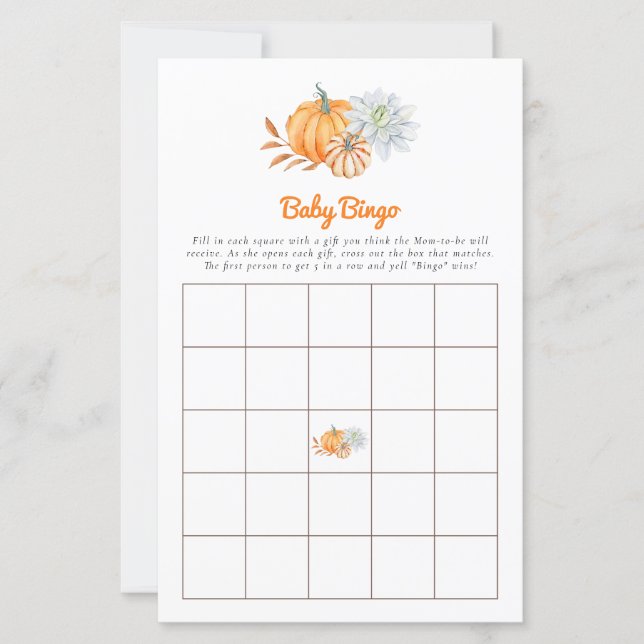 Jeu de Bingo Baby Shower Petit Citrouille Automne  (Devant)
