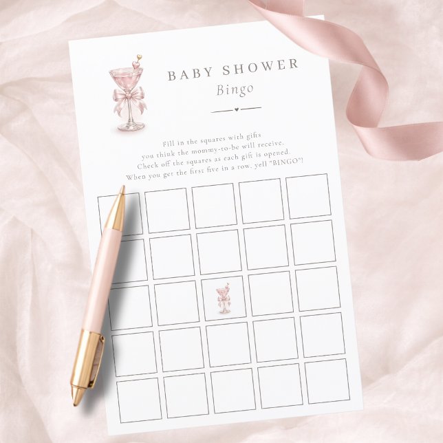 Jeu de bingo Baby Shower Pink Martini Theme Girl (Créateur téléchargé)