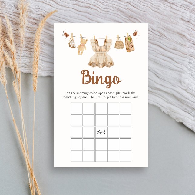 Jeu de bingo Baby Shower pour la préparation de ca (Coffee Little Bean Clothesline Baby Shower Bingo Game)