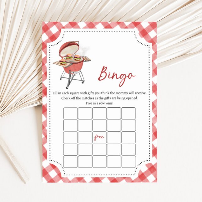 Jeu de bingo Baby Shower Red Burger BBQ (Burger BBQ Baby Shower Game)