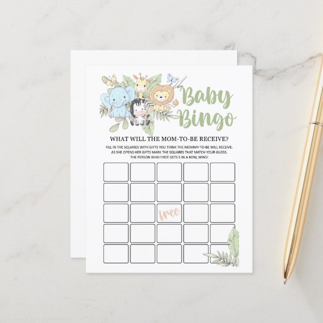 Jeu de Bingo BabyShower (Devant/Arrière en situation)