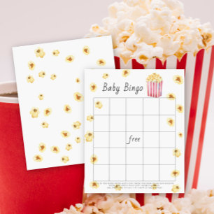 Jeu de bingo bébé au popcorn aquarelle
