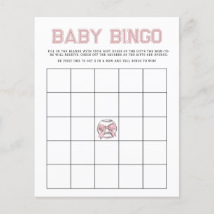 Jeu de bingo bébé baseball Pink Batter Up