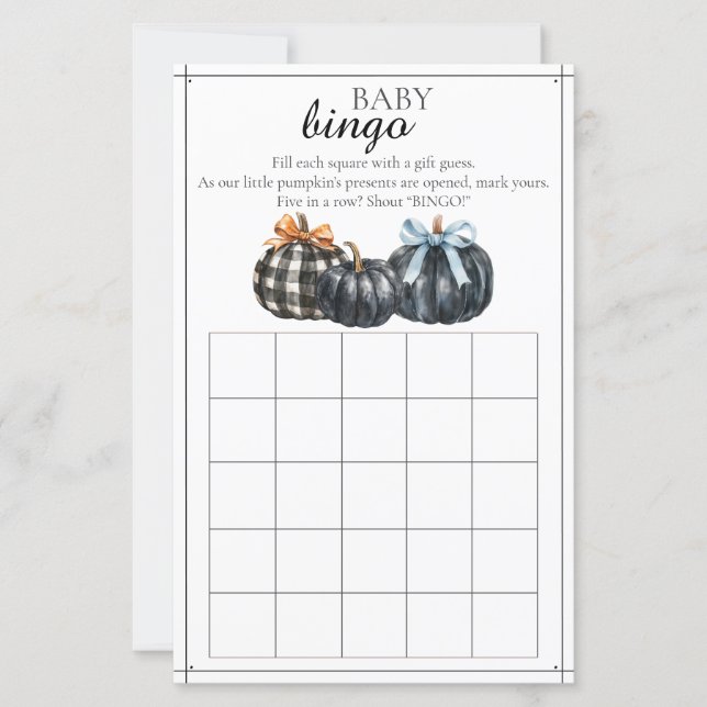 Jeu de Bingo Bébé Citrouille d'Automne (Devant)
