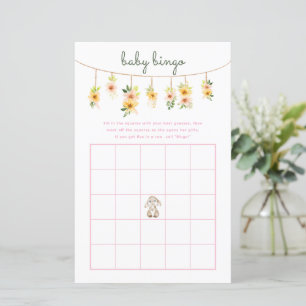 Jeu de Bingo Bébé Fleur de Lapin Mignon Aquarelle