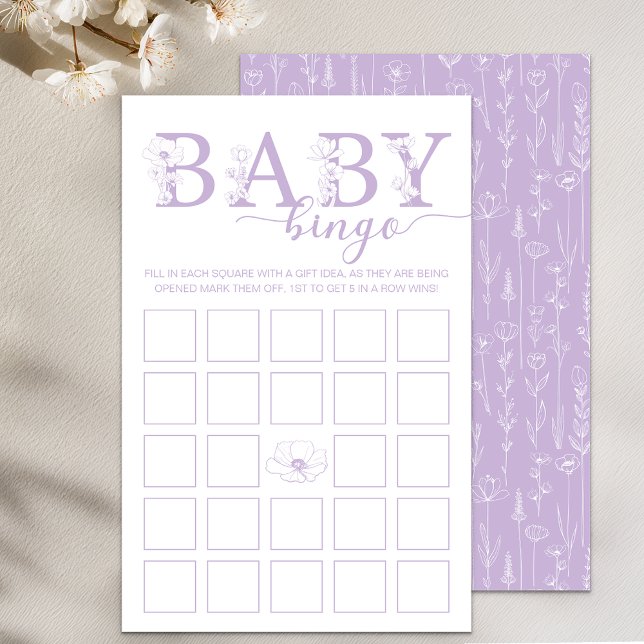 Jeu de Bingo Bébé | Fleur de Lavande Sauvage (Baby Bingo - Lavender)