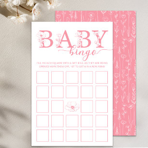 Jeu de Bingo Bébé   Fleur Sauvage Rose Poussiéreux