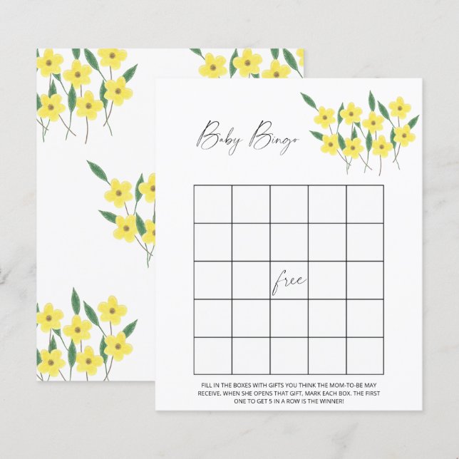 Jeu de Bingo Bébé Fleurs Sauvages (Devant / Derrière)