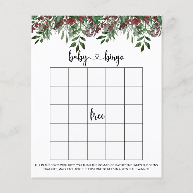 Jeu de bingo bébé hiver vert (Devant)
