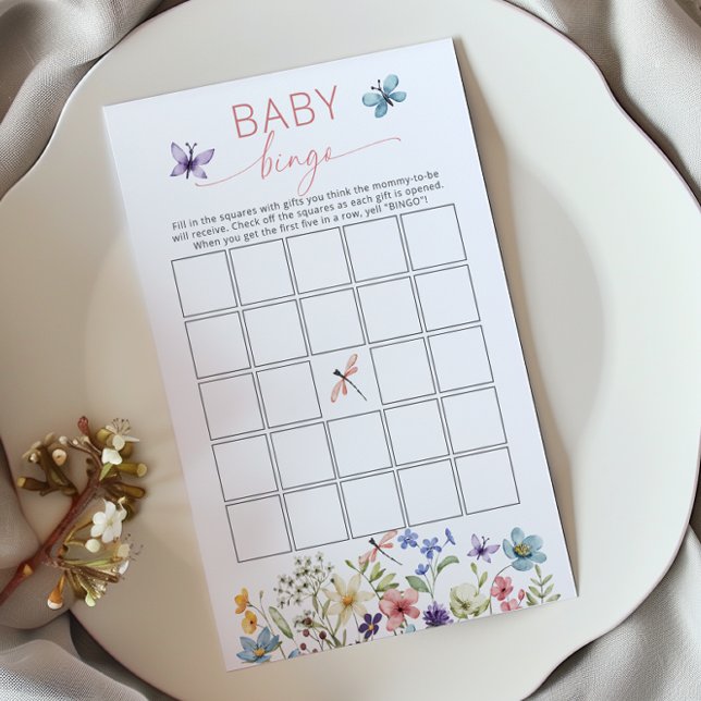 Jeu de Bingo Bébé Jardin Papillon Fleur Sauvage (Créateur téléchargé)