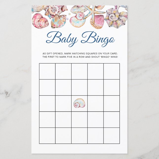 Jeu de bingo bébé littoral coquillage (Devant)