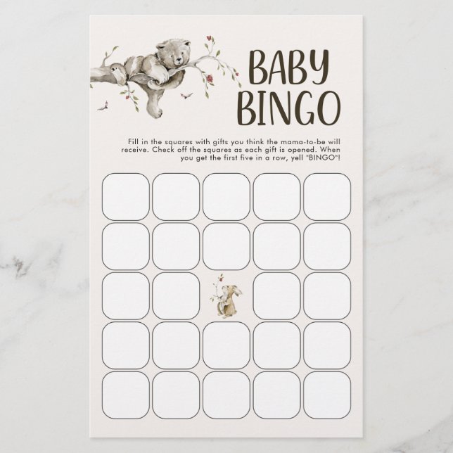 Jeu de bingo bébé ours (Devant)