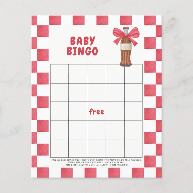 Jeu de bingo bébé Soda Cola aquarelle (Devant)