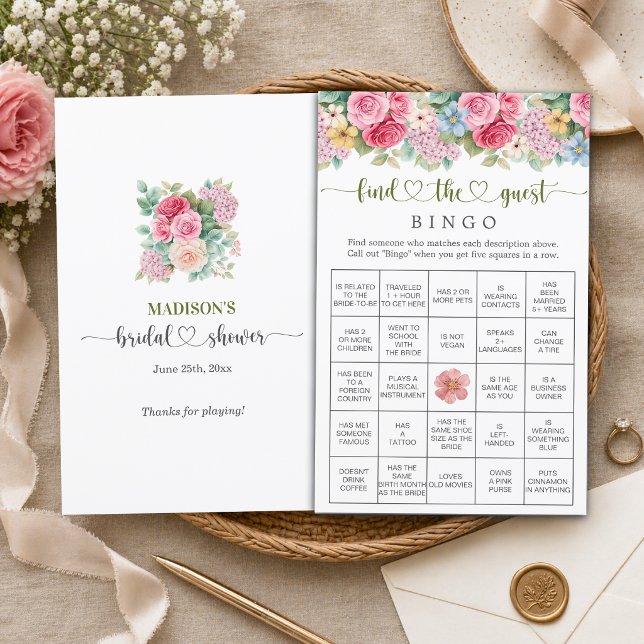 Jeu de Bingo Chic Floral Trouvez l'Invité (Créateur téléchargé)