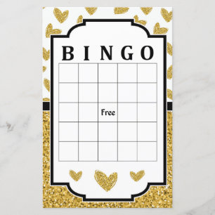 Jeu de bingo coeur pailleté or