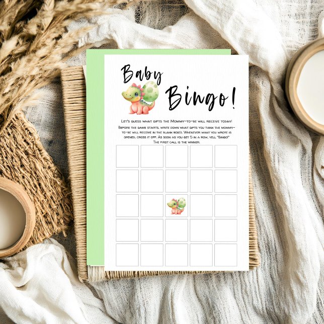 Jeu de bingo de baby shower aquarelle dinosaure mi (Créateur téléchargé)