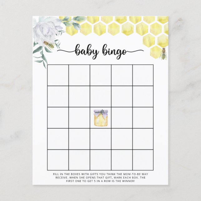 Jeu de bingo de Baby shower d'abeilles (Devant)