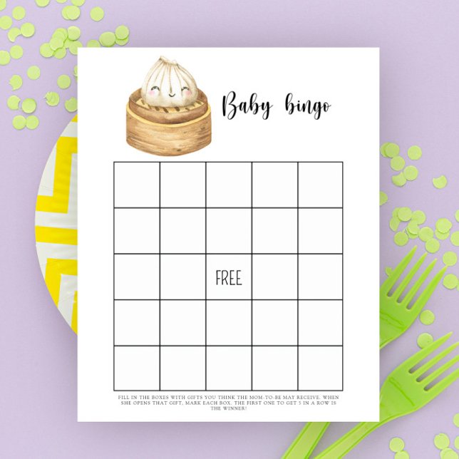 Jeu de bingo de Baby shower de Dumpling mignon (Créateur téléchargé)