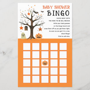Jeu de Bingo de Baby shower d'Halloween mignon et 