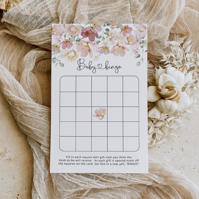 Jeu de bingo de baby shower fleur sauvage (Créateur téléchargé)