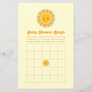 Jeu de bingo de baby shower orange et jaune soleil