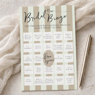 Jeu de bingo de baby shower rayé pour trouver l'in