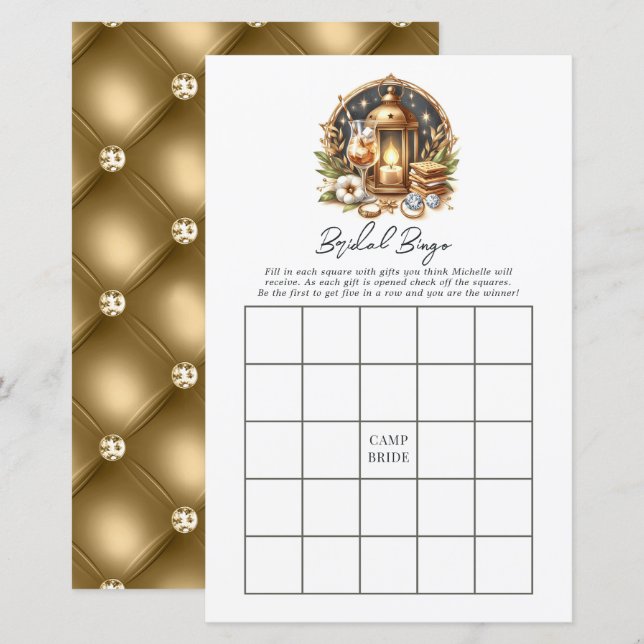 Jeu De Bingo De Bachelorette De Luxe Gold Camp Bri (Devant / Derrière)