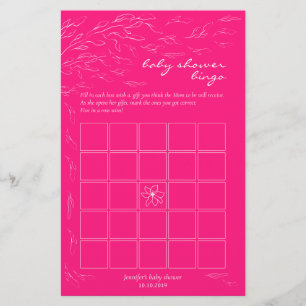 Jeu de bingo de cadeaux bébé rose chaud