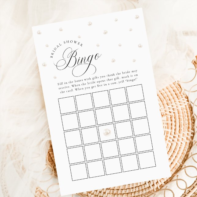 Jeu de bingo de cadeaux de mariage chic perle (Créateur téléchargé)