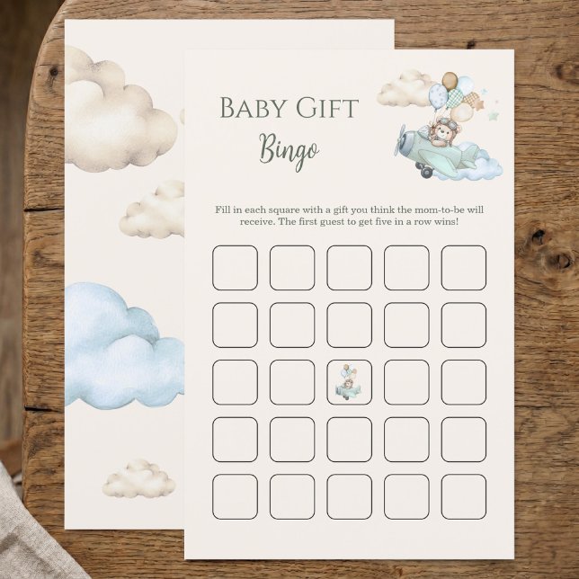 Jeu de bingo de cadeaux pour bébé Ourson   (Baby Shower Gift Bingo Game We Can Bearly Wait Boy)
