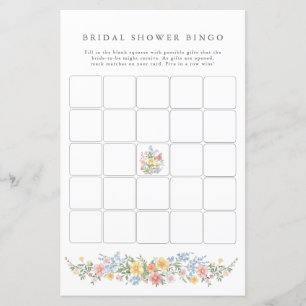 Jeu de bingo de douche de mariage orné de pastel d