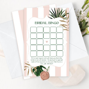 Jeu de bingo de douche de mariée de palme rose rét