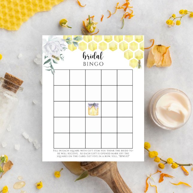 Jeu de bingo de douche de mariée florale abeille a (Créateur téléchargé)