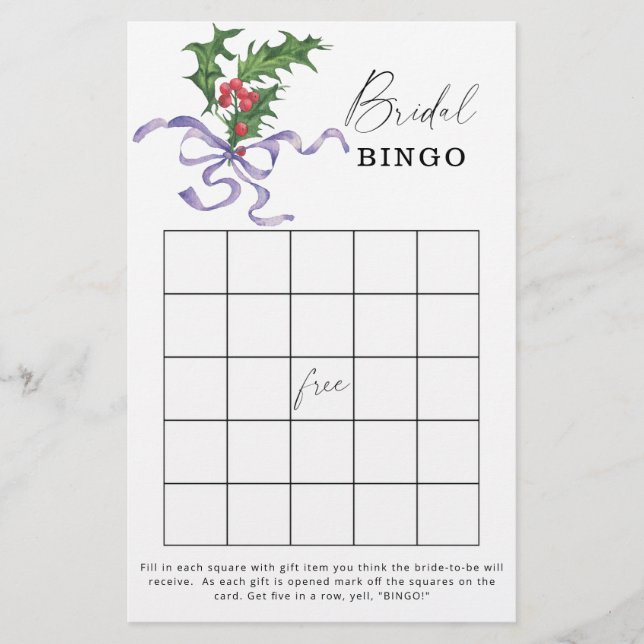 Jeu de bingo de douche nuptiale d'hiver (Devant)
