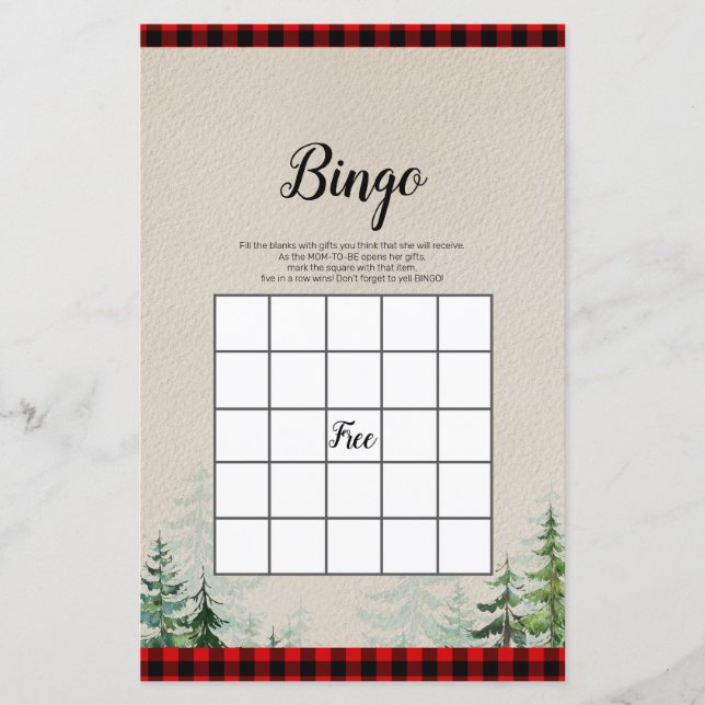 Jeu de bingo de l'aquarelle Lumberjack (Devant)