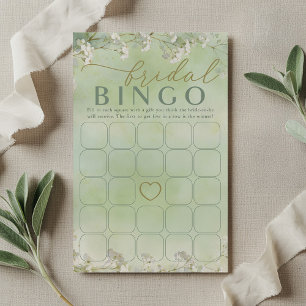 Jeu de bingo de mariage aux fleurs sauvages vertes