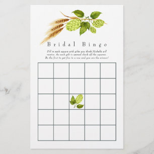 Jeu de bingo de mariage géométrique or vert saules