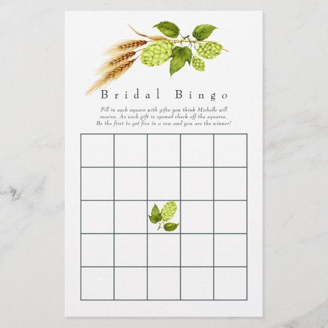 Jeu de bingo de mariage géométrique or vert saules (Devant)