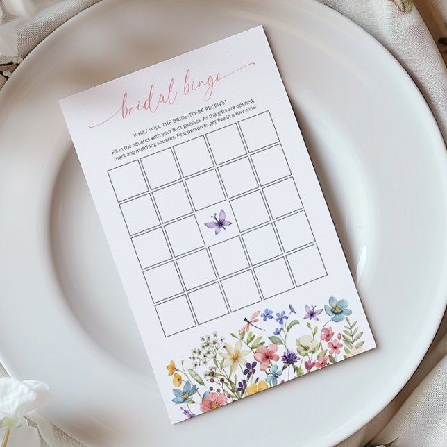 Jeu de Bingo de Mariage Jardin de Papillons Fleur  (Créateur téléchargé)