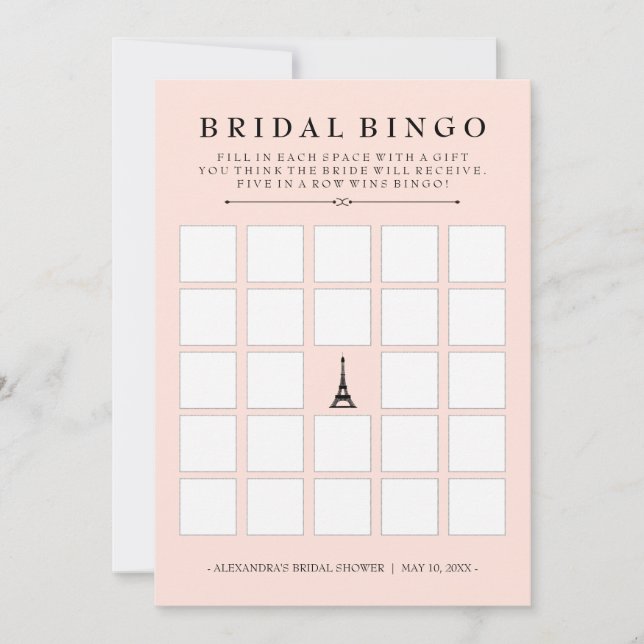 Jeu de bingo de mariage Paris Élégance pour enterr (Devant)