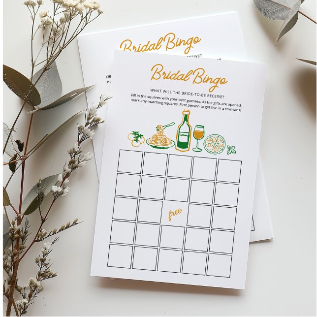 Jeu de bingo de mariage rustique italien dessiné à (Créateur téléchargé)