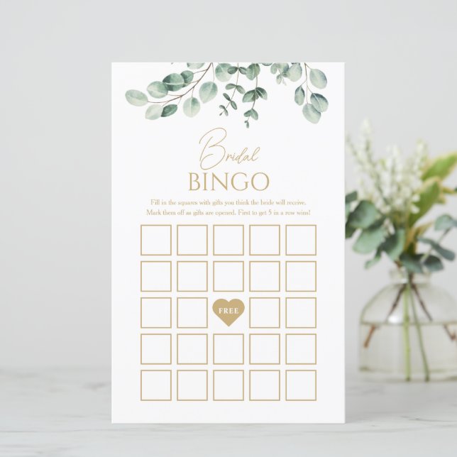 Jeu de Bingo de Mariage Simple avec Feuillage (Debout devant)