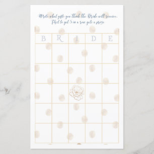 Jeu de bingo de mariée botanique