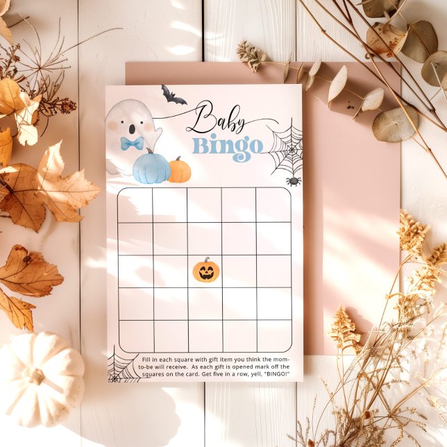 Jeu de bingo du baby shower Halloween Blue Boo (Créateur téléchargé)