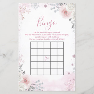 Jeu de bingo du traîneau flocon de neige rose past