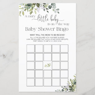 Jeu de bingo élégant pour baby shower avec verdure