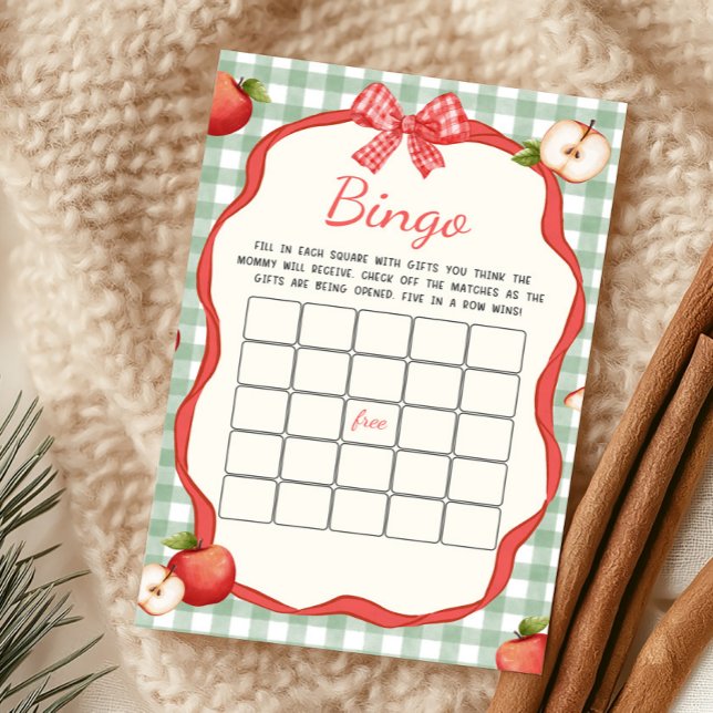 Jeu de bingo Gingham Apple of Our Eye (Apple of Our Eye Baby Shower Bingo Game)