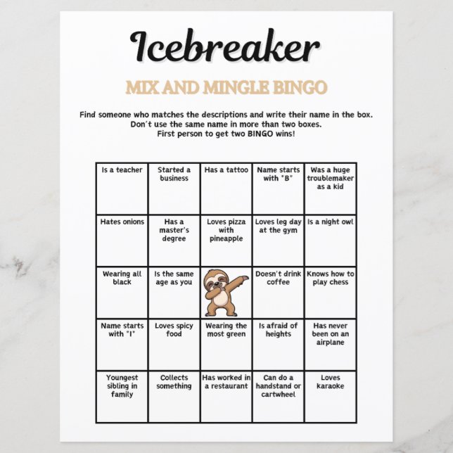 Jeu de Bingo Icebreaker Mix and Mingle (Devant)